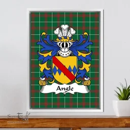ScotsTee Shop Welsh Angle (Pembrokeshire) Coat of Arms Family Crest Welsh National Tartan Framed Canvas Print