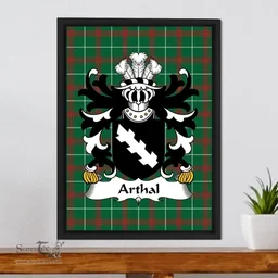 ScotsTee Shop Welsh Arthal (or Arthgal) Coat of Arms Family Crest Welsh National Tartan Framed Canvas Print