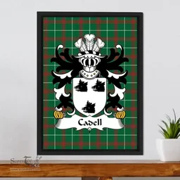 ScotsTee Shop Welsh Cadell (King of Powys) Coat of Arms Family Crest Welsh National Tartan Framed Canvas Print