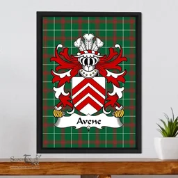 ScotsTee Shop Welsh Avene (lords of Afan) Coat of Arms Family Crest Welsh National Tartan Framed Canvas Print
