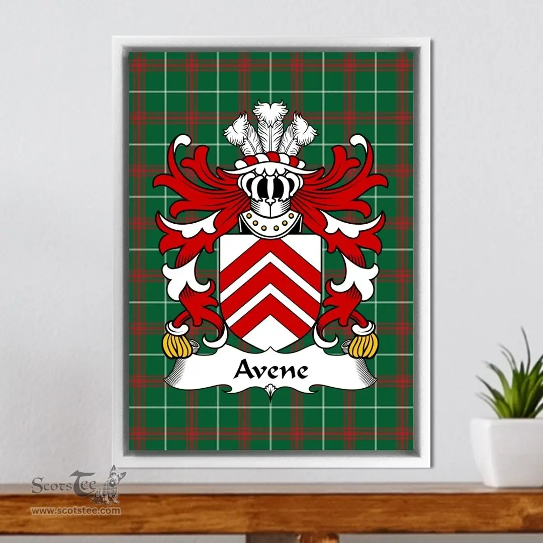 ScotsTee Shop Welsh Avene (lords of Afan) Coat of Arms Family Crest Welsh National Tartan Framed Canvas Print
