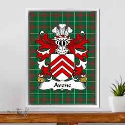 ScotsTee Shop Welsh Avene (lords of Afan) Coat of Arms Family Crest Welsh National Tartan Framed Canvas Print