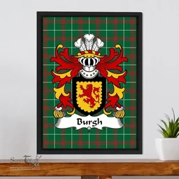ScotsTee Shop Welsh Burgh (Lord of Mawddwy) Coat of Arms Family Crest Welsh National Tartan Framed Canvas Print