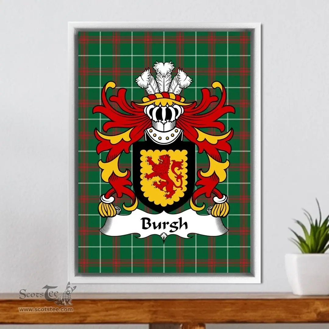 ScotsTee Shop Welsh Burgh (Lord of Mawddwy) Coat of Arms Family Crest Welsh National Tartan Framed Canvas Print