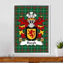 ScotsTee Shop Welsh Burgh (Lord of Mawddwy) Coat of Arms Family Crest Welsh National Tartan Framed Canvas Print