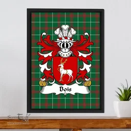 ScotsTee Shop Welsh Bois (of Breconshire) Coat of Arms Family Crest Welsh National Tartan Framed Canvas Print