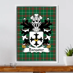 ScotsTee Shop Welsh Banaster (of Flint) Coat of Arms Family Crest Welsh National Tartan Framed Canvas Print