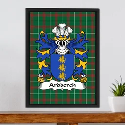 ScotsTee Shop Welsh Ardderch (AP MOR AP TEGERIN) Coat of Arms Family Crest Welsh National Tartan Framed Canvas Print
