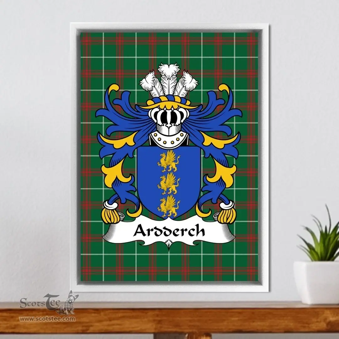 ScotsTee Shop Welsh Ardderch (AP MOR AP TEGERIN) Coat of Arms Family Crest Welsh National Tartan Framed Canvas Print