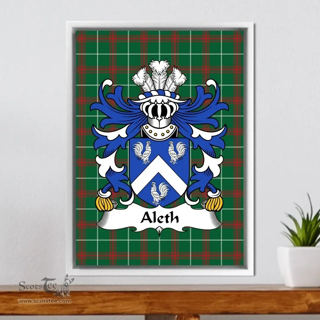 ScotsTee Shop Welsh Aleth (King of Dyfed) Coat of Arms Family Crest Welsh National Tartan Framed Canvas Print