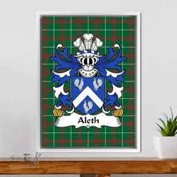 ScotsTee Shop Welsh Aleth (King of Dyfed) Coat of Arms Family Crest Welsh National Tartan Framed Canvas Print
