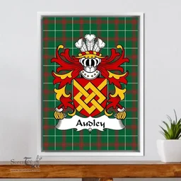 ScotsTee Shop Welsh Audley (Lords of Cemais) Coat of Arms Family Crest Welsh National Tartan Framed Canvas Print