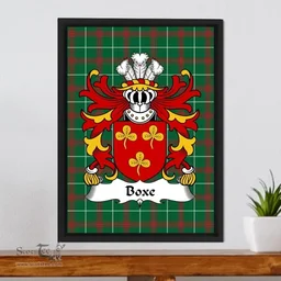 ScotsTee Shop Welsh Boxe (or Coxe, South Wales) Coat of Arms Family Crest Welsh National Tartan Framed Canvas Print