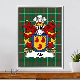 ScotsTee Shop Welsh Alo (ab Ithel, King of Gwent) Coat of Arms Family Crest Welsh National Tartan Framed Canvas Print