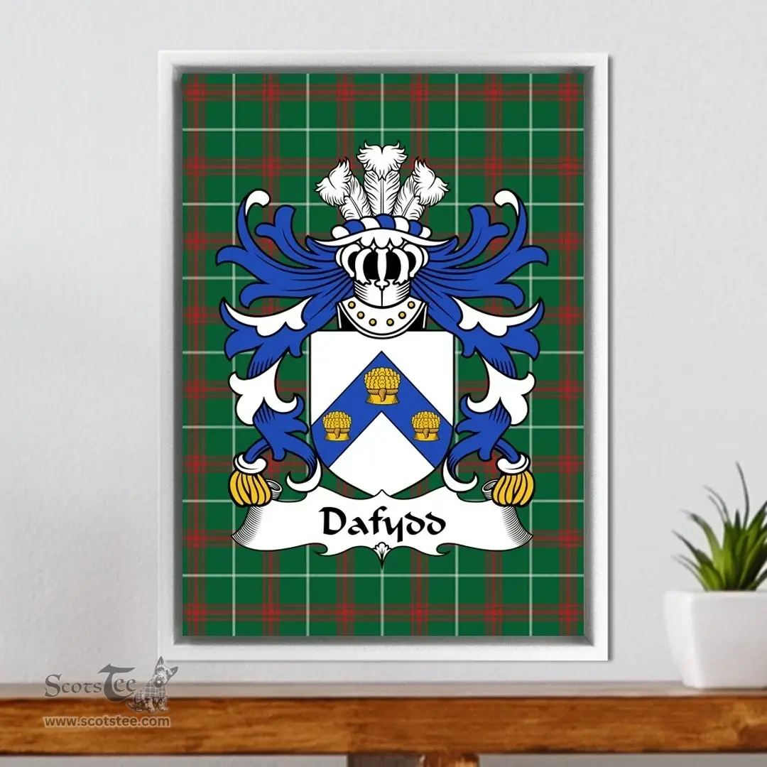 ScotsTee Shop Welsh Dafydd (AP CARADOG) Coat of Arms Family Crest Welsh National Tartan Framed Canvas Print