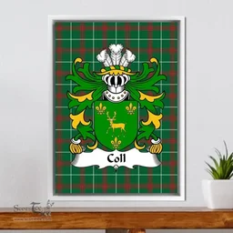 ScotsTee Shop Welsh Coll (of Pembrokeshire) Coat of Arms Family Crest Welsh National Tartan Framed Canvas Print