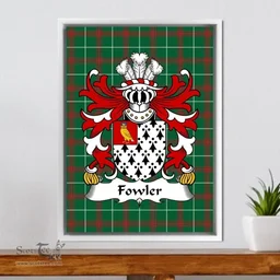 ScotsTee Shop Welsh Fowler (Daughter m. Vaughan of Pant-glas) Coat of Arms Family Crest Welsh National Tartan Framed Canvas Print