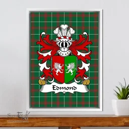 ScotsTee Shop Welsh Edmond (AP MERYTH) Coat of Arms Family Crest Welsh National Tartan Framed Canvas Print