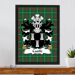 ScotsTee Shop Welsh Castle (Pembrokeshire) Coat of Arms Family Crest Welsh National Tartan Framed Canvas Print