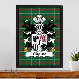 ScotsTee Shop Welsh Glynne (of Glynllifon, Caernarfonshire) Coat of Arms Family Crest Welsh National Tartan Framed Canvas Print
