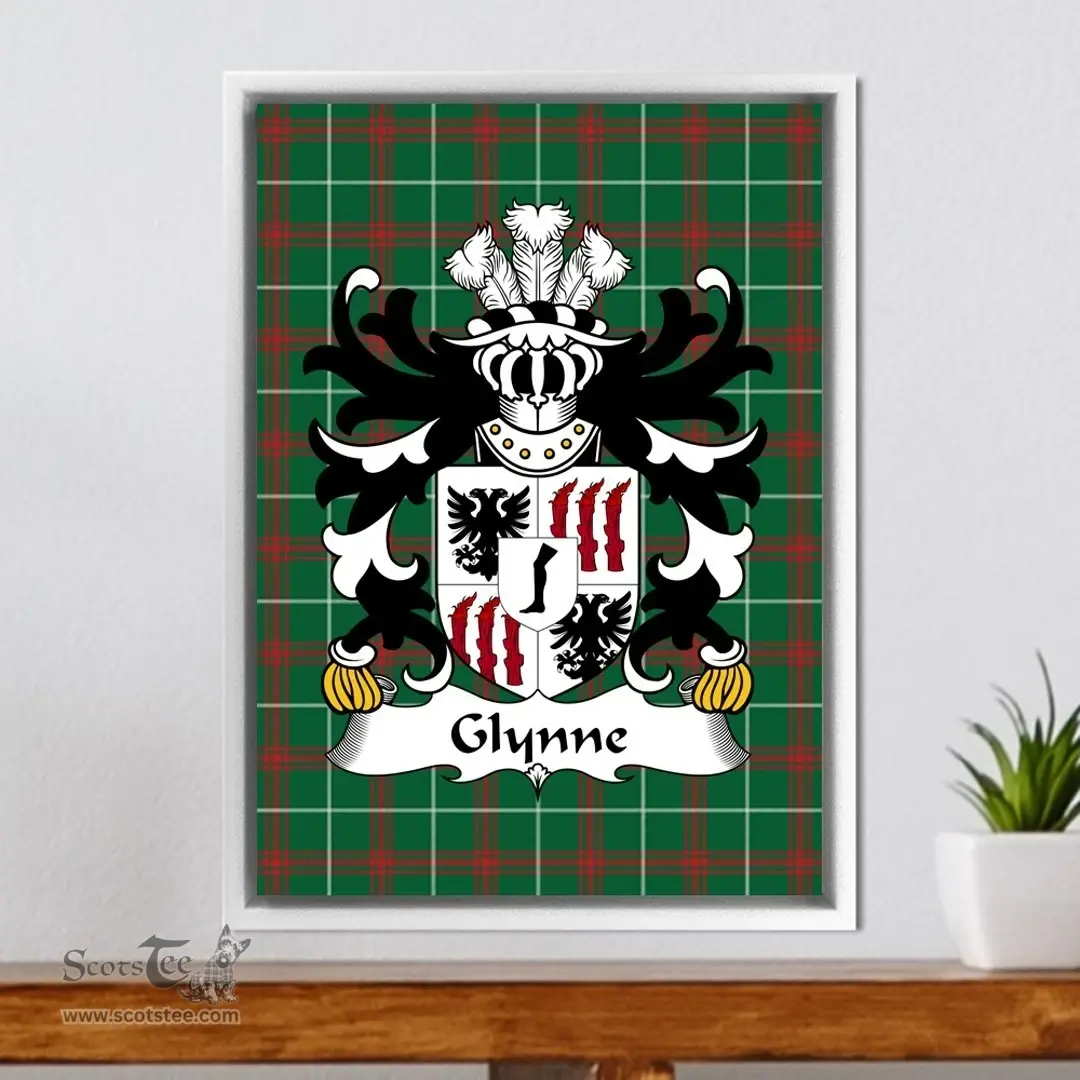 ScotsTee Shop Welsh Glynne (of Glynllifon, Caernarfonshire) Coat of Arms Family Crest Welsh National Tartan Framed Canvas Print
