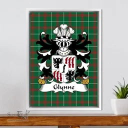 ScotsTee Shop Welsh Glynne (of Glynllifon, Caernarfonshire) Coat of Arms Family Crest Welsh National Tartan Framed Canvas Print