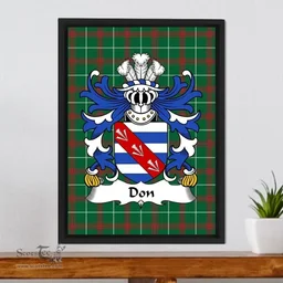 ScotsTee Shop Welsh Don (or Donne-of Utkington, Cheshire) Coat of Arms Family Crest Welsh National Tartan Framed Canvas Print