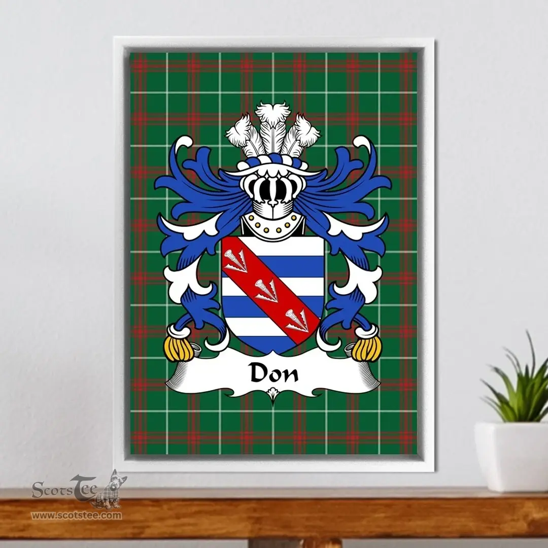 ScotsTee Shop Welsh Don (or Donne-of Utkington, Cheshire) Coat of Arms Family Crest Welsh National Tartan Framed Canvas Print