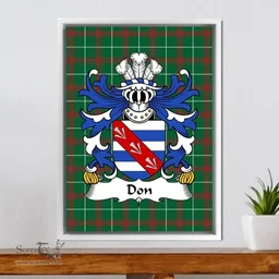 ScotsTee Shop Welsh Don (or Donne-of Utkington, Cheshire) Coat of Arms Family Crest Welsh National Tartan Framed Canvas Print