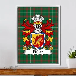ScotsTee Shop Welsh Fisher (of Carmarthenshire) Coat of Arms Family Crest Welsh National Tartan Framed Canvas Print
