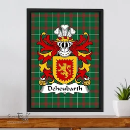 ScotsTee Shop Welsh Deheubarth (South Wales, Princes of) Coat of Arms Family Crest Welsh National Tartan Framed Canvas Print
