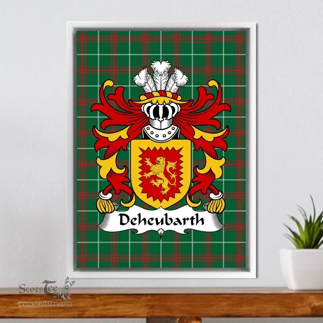 ScotsTee Shop Welsh Deheubarth (South Wales, Princes of) Coat of Arms Family Crest Welsh National Tartan Framed Canvas Print