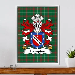 ScotsTee Shop Welsh Hampton (mayor of Beaumaris, Anglesey) Coat of Arms Family Crest Welsh National Tartan Framed Canvas Print