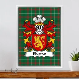 ScotsTee Shop Welsh Elystan (GLODRYDD) Coat of Arms Family Crest Welsh National Tartan Framed Canvas Print