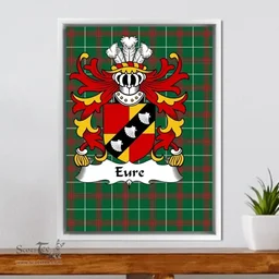 ScotsTee Shop Welsh Eure (Commander of Slebech, Pembrokeshire) Coat of Arms Family Crest Welsh National Tartan Framed Canvas Print
