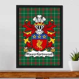 ScotsTee Shop Welsh Haverfordwest (priory of) Coat of Arms Family Crest Welsh National Tartan Framed Canvas Print