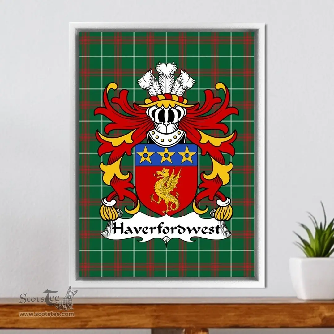 ScotsTee Shop Welsh Haverfordwest (priory of) Coat of Arms Family Crest Welsh National Tartan Framed Canvas Print