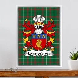 ScotsTee Shop Welsh Haverfordwest (priory of) Coat of Arms Family Crest Welsh National Tartan Framed Canvas Print