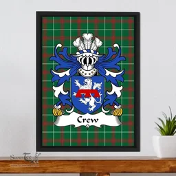 ScotsTee Shop Welsh Crew (of Holt, Denbighshire) Coat of Arms Family Crest Welsh National Tartan Framed Canvas Print