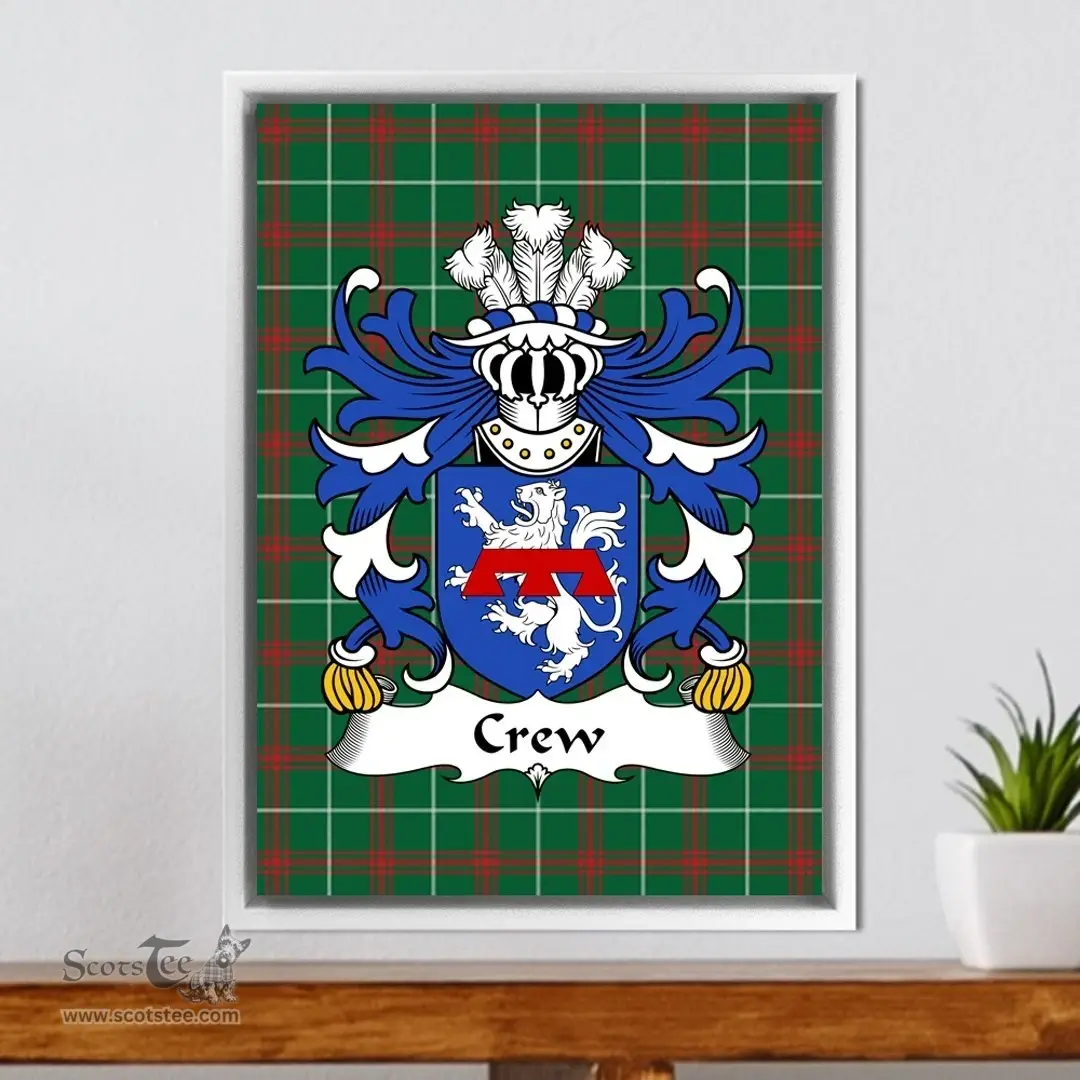 ScotsTee Shop Welsh Crew (of Holt, Denbighshire) Coat of Arms Family Crest Welsh National Tartan Framed Canvas Print