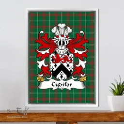 ScotsTee Shop Welsh Cydifor (AP SELYE -King of Dyfed) Coat of Arms Family Crest Welsh National Tartan Framed Canvas Print