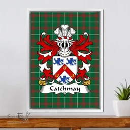 ScotsTee Shop Welsh Catchmay (of Monmouthshire) Coat of Arms Family Crest Welsh National Tartan Framed Canvas Print