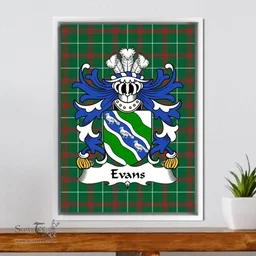 ScotsTee Shop Welsh Evans (of Chester) Coat of Arms Family Crest Welsh National Tartan Framed Canvas Print