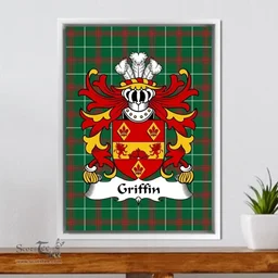 ScotsTee Shop Welsh Griffin (of Penrith-anglicized form of Gruffudd) Coat of Arms Family Crest Welsh National Tartan Framed Canvas Print
