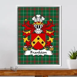 ScotsTee Shop Welsh Frankton (Daughter m. Madog Kynaston) Coat of Arms Family Crest Welsh National Tartan Framed Canvas Print