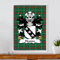 ScotsTee Shop Welsh Heaton (of Lleweni Green, Denbighshire) Coat of Arms Family Crest Welsh National Tartan Framed Canvas Print