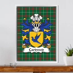 ScotsTee Shop Welsh Cardwed (of Twrcelyn, Bangor) Coat of Arms Family Crest Welsh National Tartan Framed Canvas Print