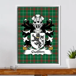 ScotsTee Shop Welsh Guillim (of Westbury, Gloucester) Coat of Arms Family Crest Welsh National Tartan Framed Canvas Print