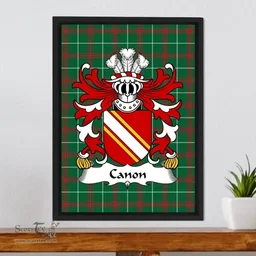 ScotsTee Shop Welsh Canon (of Haverfordwest) Coat of Arms Family Crest Welsh National Tartan Framed Canvas Print