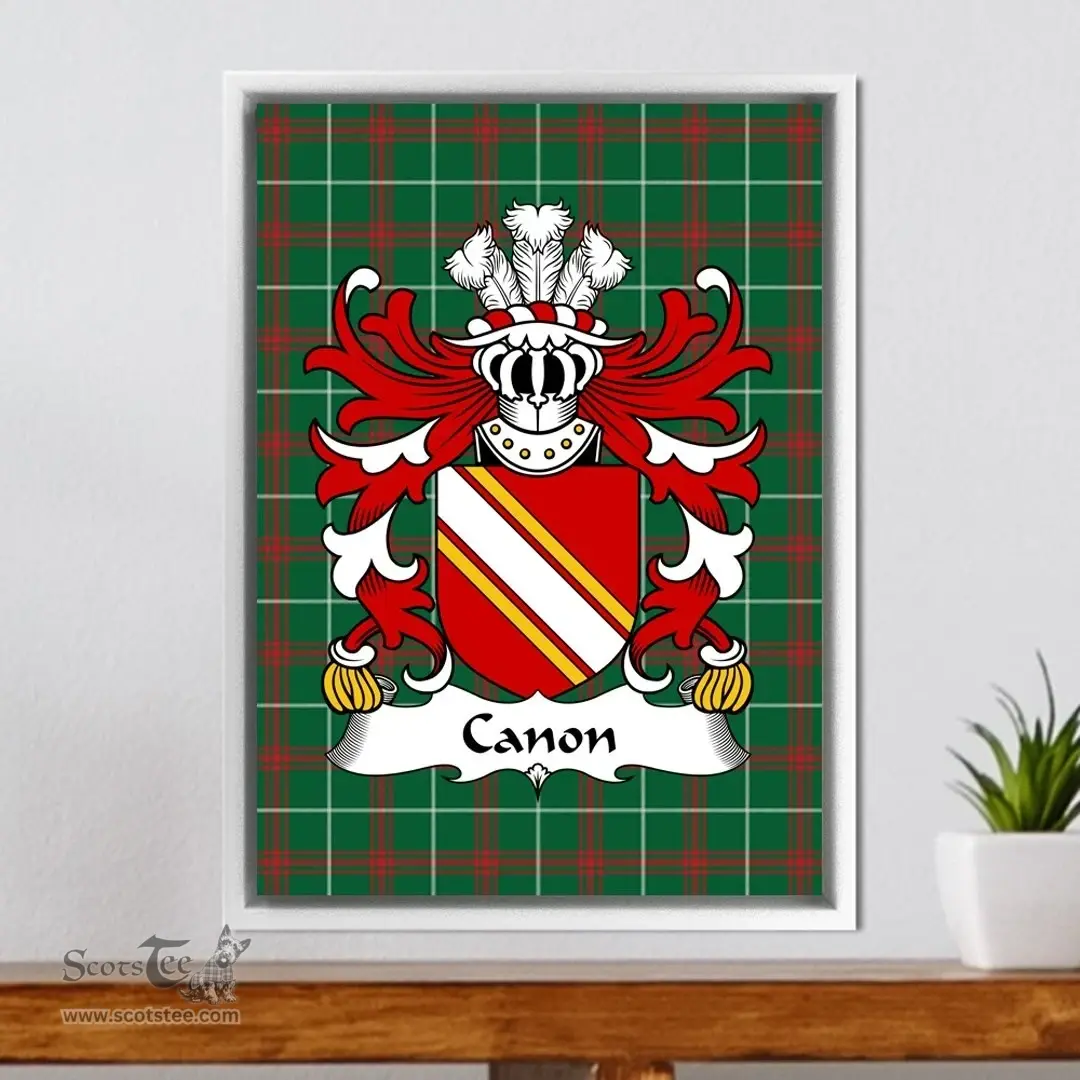 ScotsTee Shop Welsh Canon (of Haverfordwest) Coat of Arms Family Crest Welsh National Tartan Framed Canvas Print